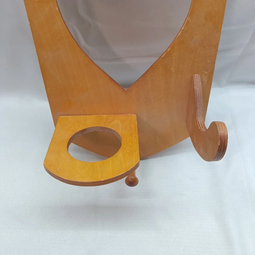 Vtg Wooden Heart Wall Organizer Hook Shelf Honey Brown Country Decor Cottagecore